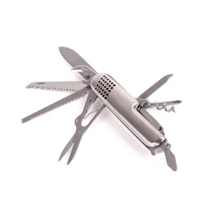 Couteau de poche 13 fonctions en acier - Argent
