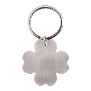Porte-clés métal trèfle à 4 feuilles - Argent
