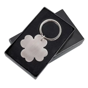 Porte-clés métal trèfle à 4 feuilles - Argent