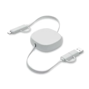 Câble de charge rétractable de 60 watts - LINEA - Blanc