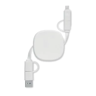 Câble de charge rétractable de 60 watts - LINEA - Blanc