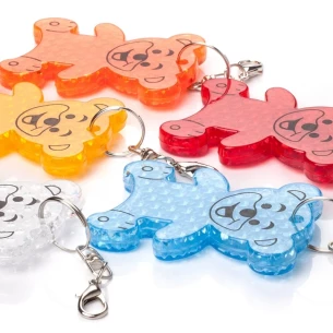 Porte-clés ours en plastique réfléchissant - Rouge
