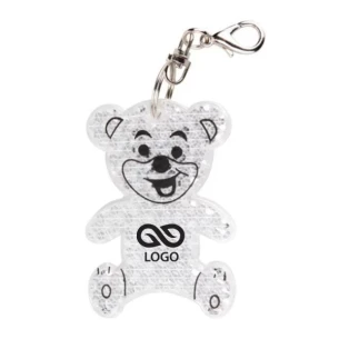 Porte-clés ours en plastique réfléchissant - Blanc