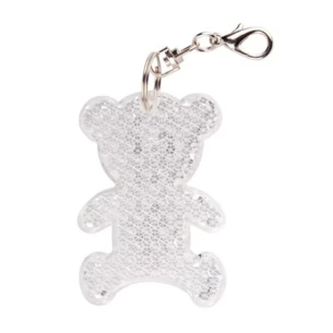 Porte-clés ours en plastique réfléchissant - Blanc