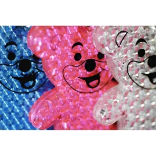 Porte-clés ours en plastique réfléchissant - Jaune