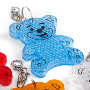 Porte-clés ours en plastique réfléchissant - Jaune