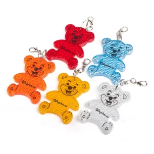 Porte-clés ours en plastique réfléchissant - Jaune