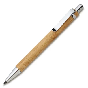 Stylo à bille/crayon en bambou réutilisable dans un étui Lakimus - beige