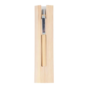 Stylo à bille/crayon en bambou réutilisable dans un étui Lakimus - beige