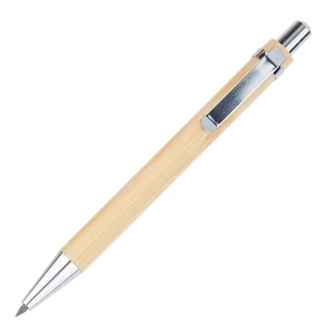Stylo à bille/crayon en bambou réutilisable dans un étui Lakimus - beige