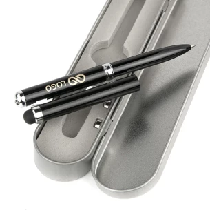 Stylo à bille dans un étui Laser - Noir